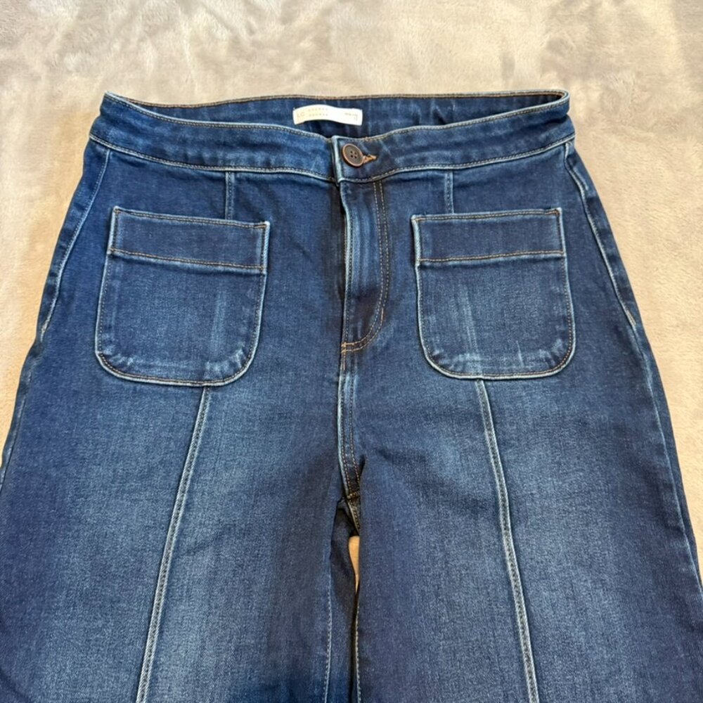 Lauren Conrad Dark Wash Wide Leg Denim Trousers Size 12 Stretchy Women’s - Picture 2 of 11